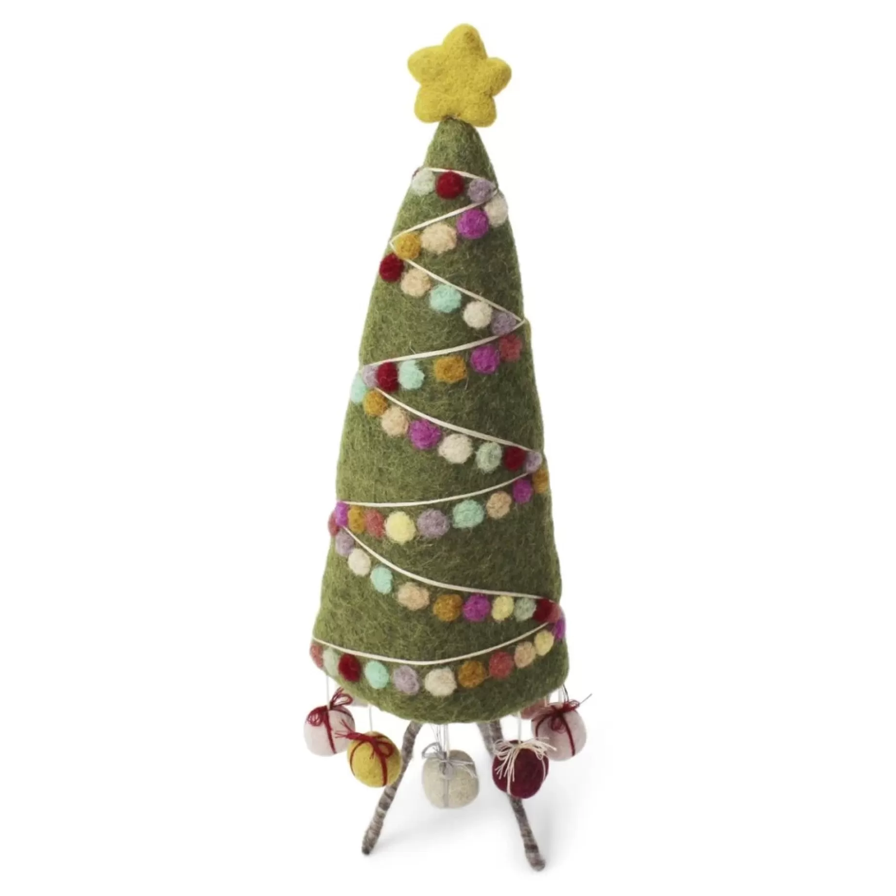 En Gry & Sif Christmas Figurine - A Decorated Tree With Garlands - X Large | Felt Figurines