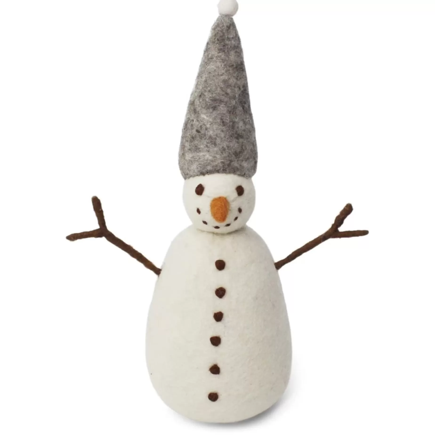 En Gry & Sif Christmas Figurine - Snowman (Grey) - Large | Felt Figurines