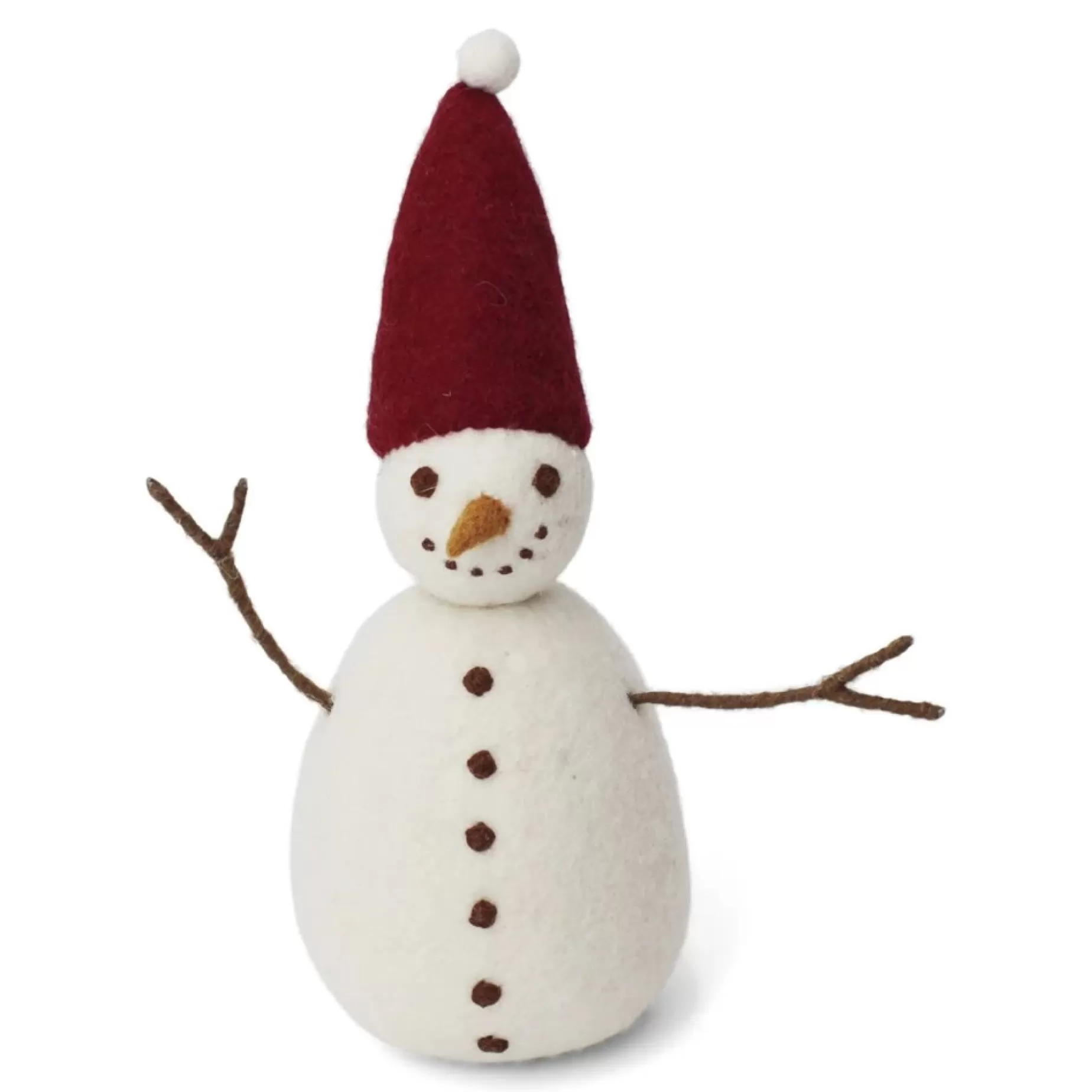 En Gry & Sif Christmas Figurine - Snowman (Red) - Large | Felt Figurines