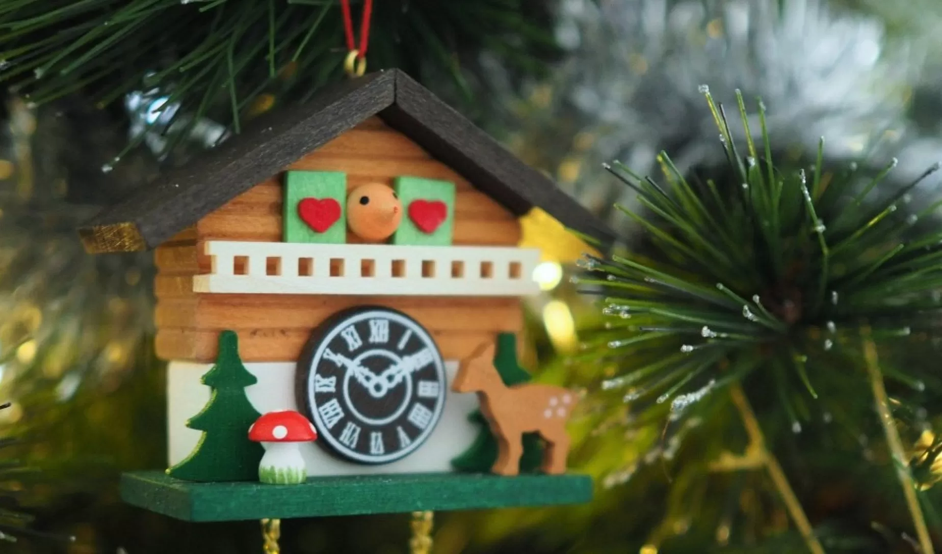 Christian Ulbricht Cuckoo Clock - Forest Cabin With Baby Deer - Christmas Tree Decoration | All Tree Decorations