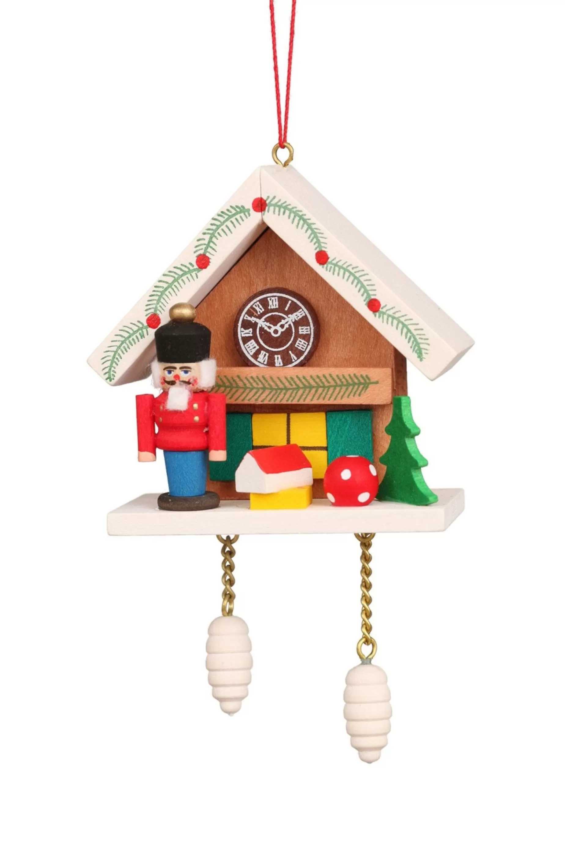 Christian Ulbricht Cuckoo Clock - Nutcracker Under Snow-Capped Roof - Christmas Tree Decoration | All Tree Decorations