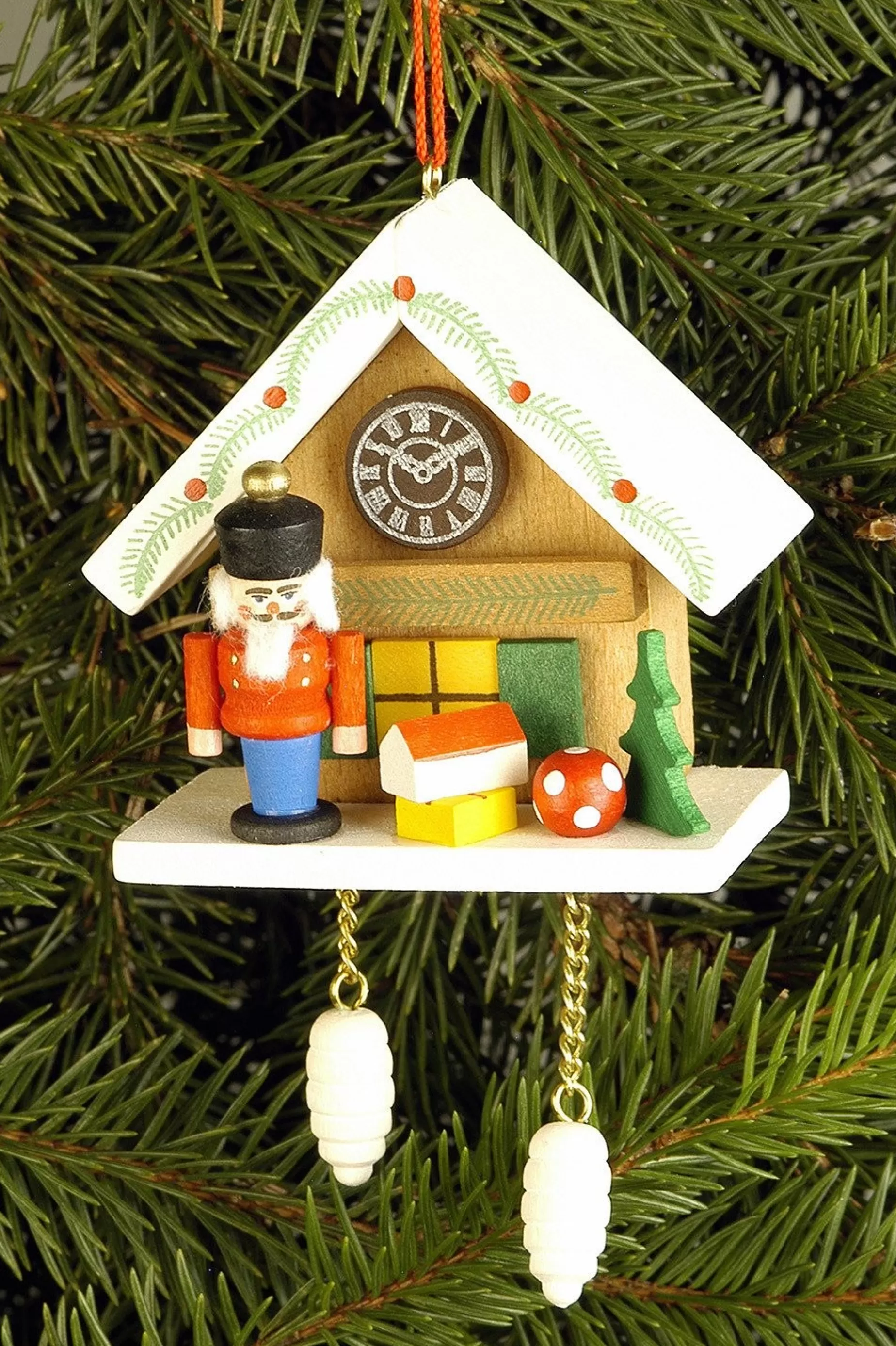 Christian Ulbricht Cuckoo Clock - Nutcracker Under Snow-Capped Roof - Christmas Tree Decoration | All Tree Decorations
