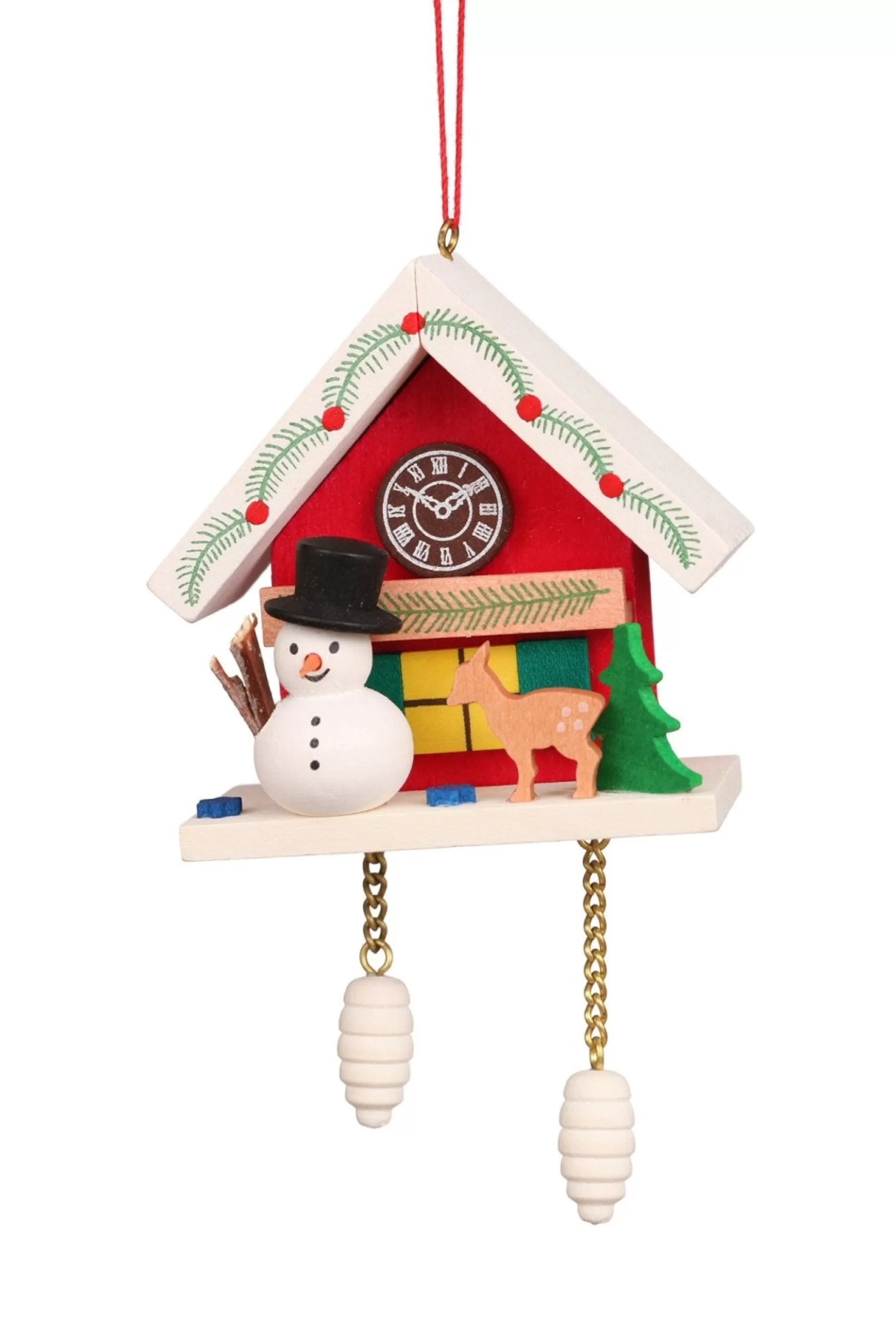 Christian Ulbricht Cuckoo Clock - Snowman Under Snow-Capped Roof - Christmas Tree Decoration | All Tree Decorations
