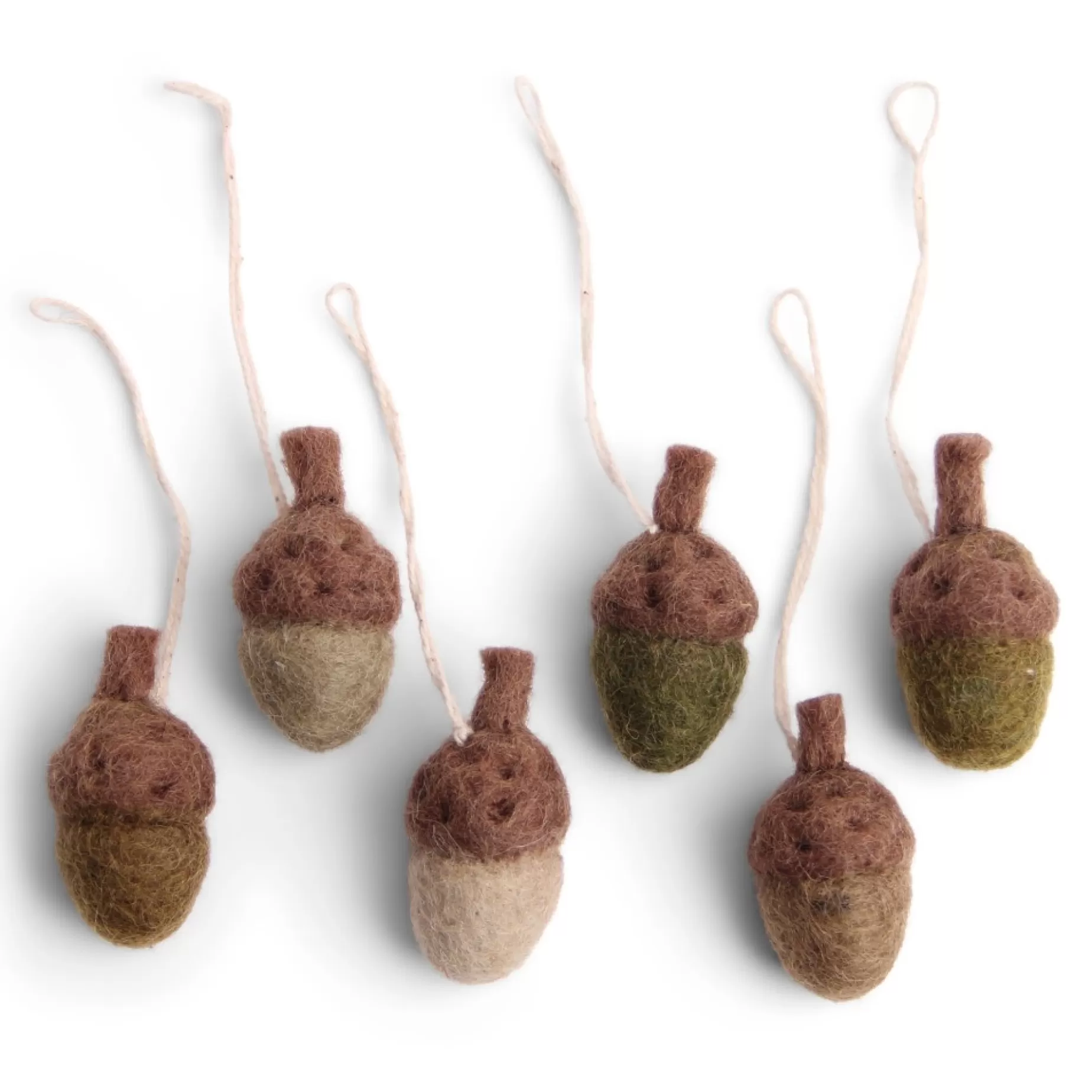 En Gry & Sif Fall Hanging Decoration - Little Acorns In Natural Tones (Set Of 6) | All Tree Decorations