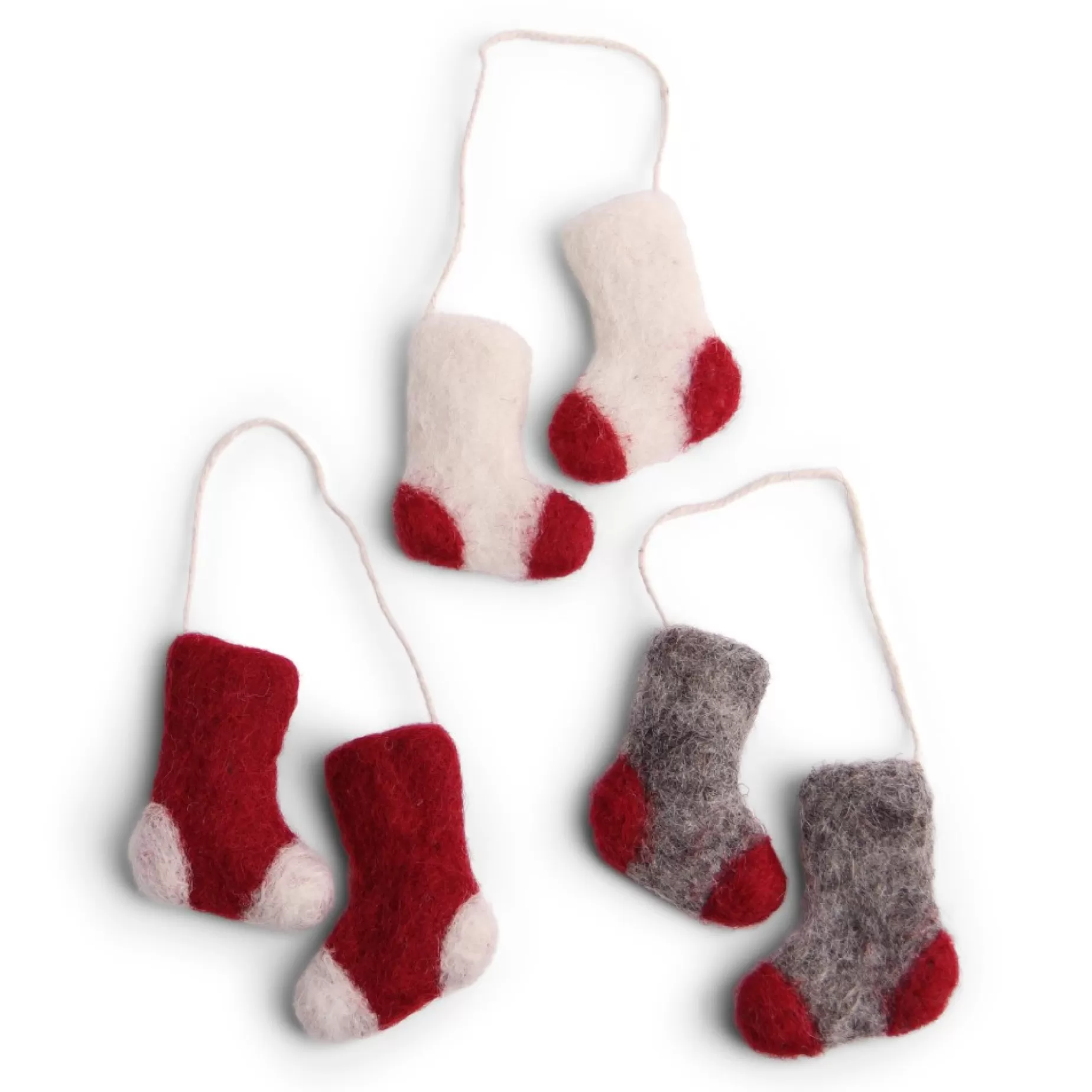 En Gry & Sif Felt Christmas Tree Decoration - Adorable Socks (Set Of 3 Pairs) | All Tree Decorations