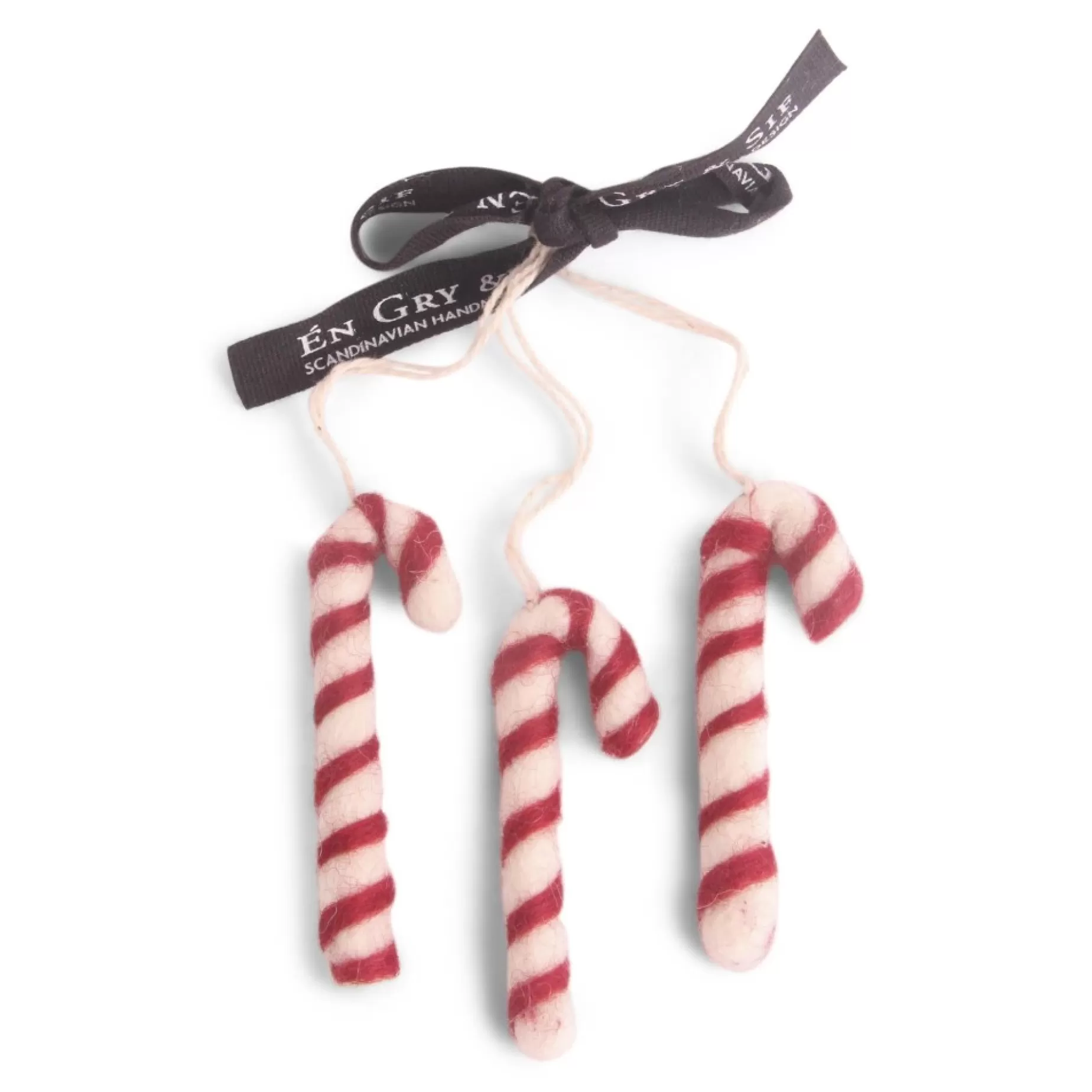 En Gry & Sif Felt Christmas Tree Decoration - Candy Canes (Set Of 3) | Felt Christmas Tree Decorations
