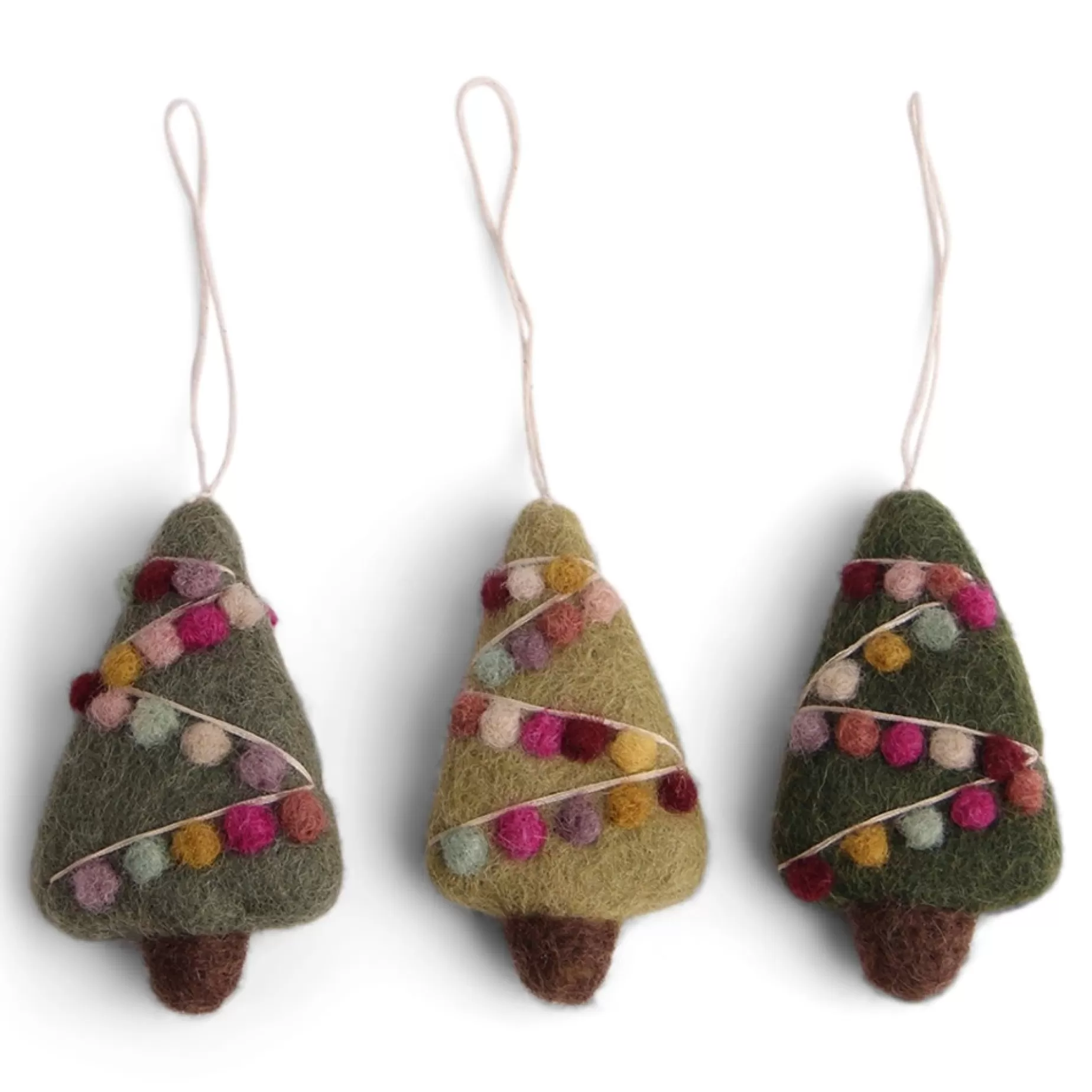 En Gry & Sif Felt Christmas Tree Decoration - Decorated Trees (Set Of 3) | Felt Christmas Tree Decorations