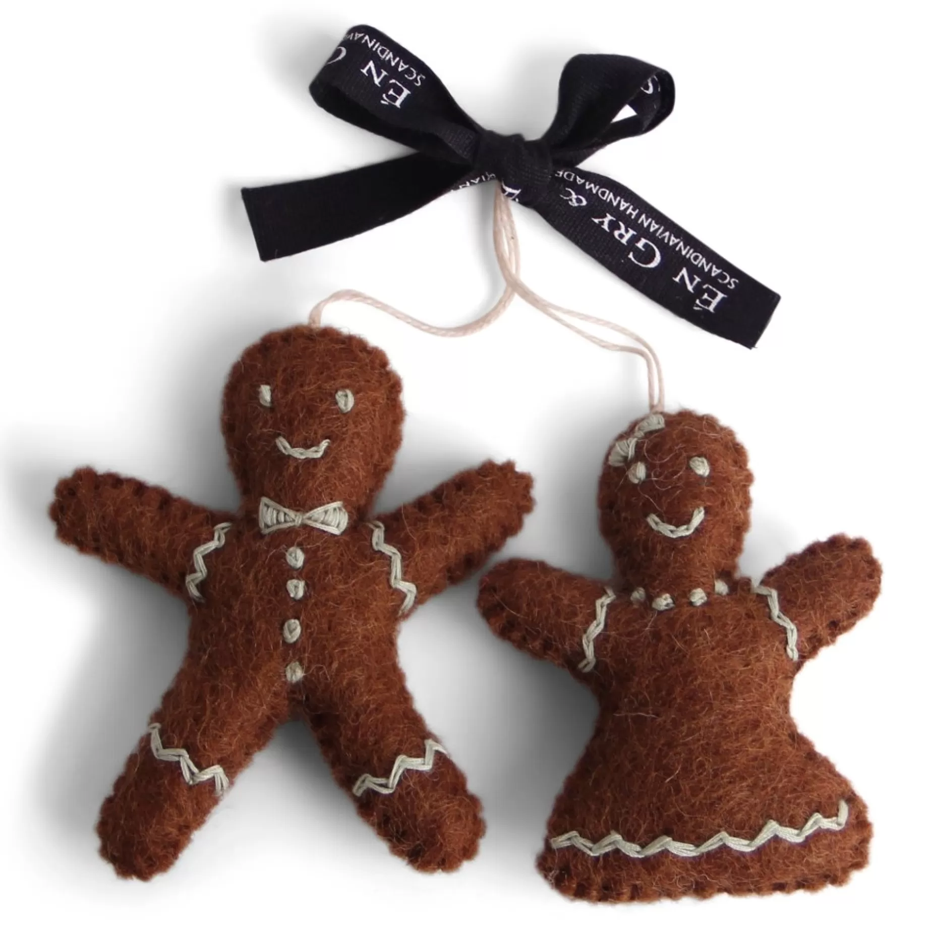 En Gry & Sif Felt Christmas Tree Decoration - Gingerbread Couple (Set Of 2) | All Tree Decorations