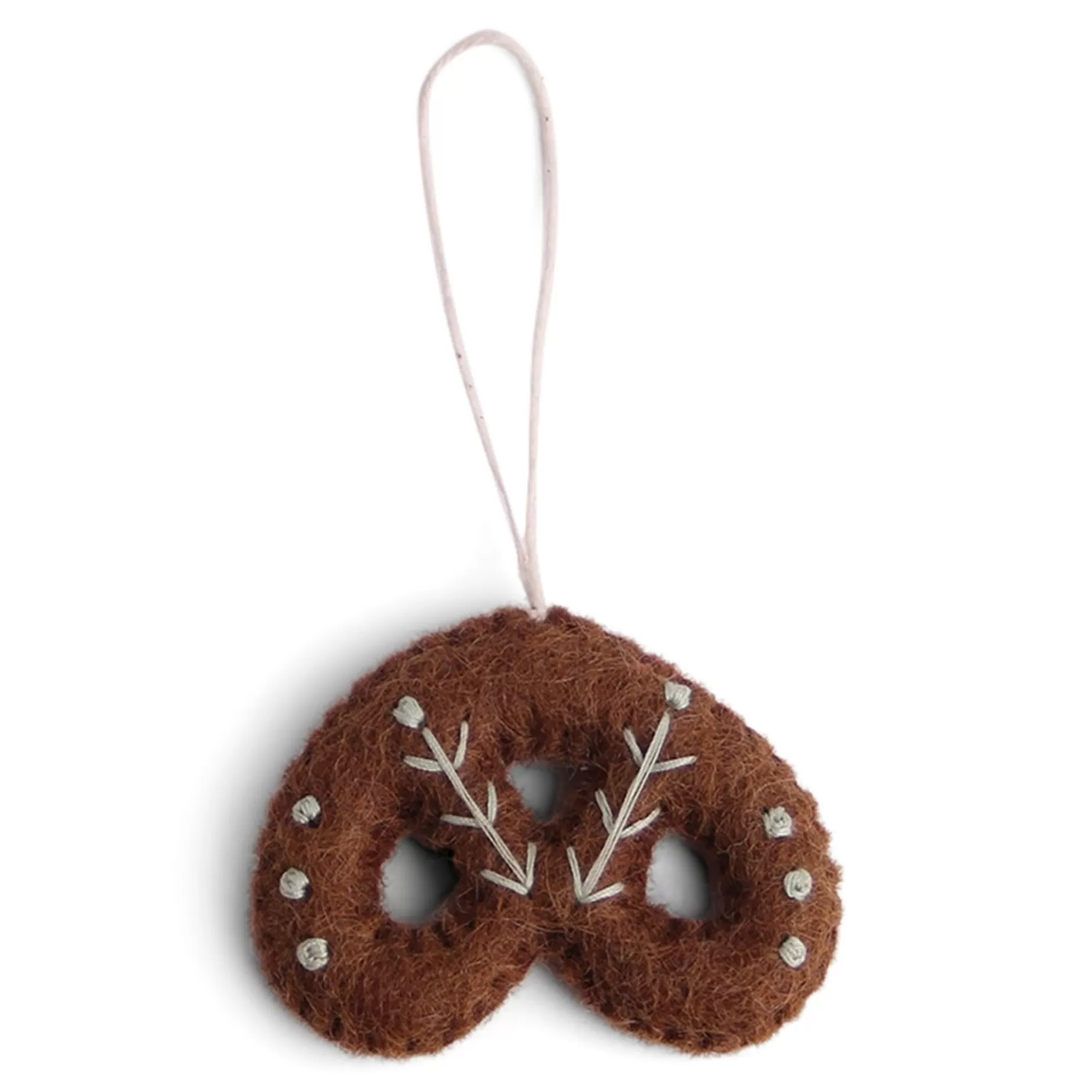 En Gry & Sif Felt Christmas Tree Decoration - Gingerbread Pretzel | All Tree Decorations