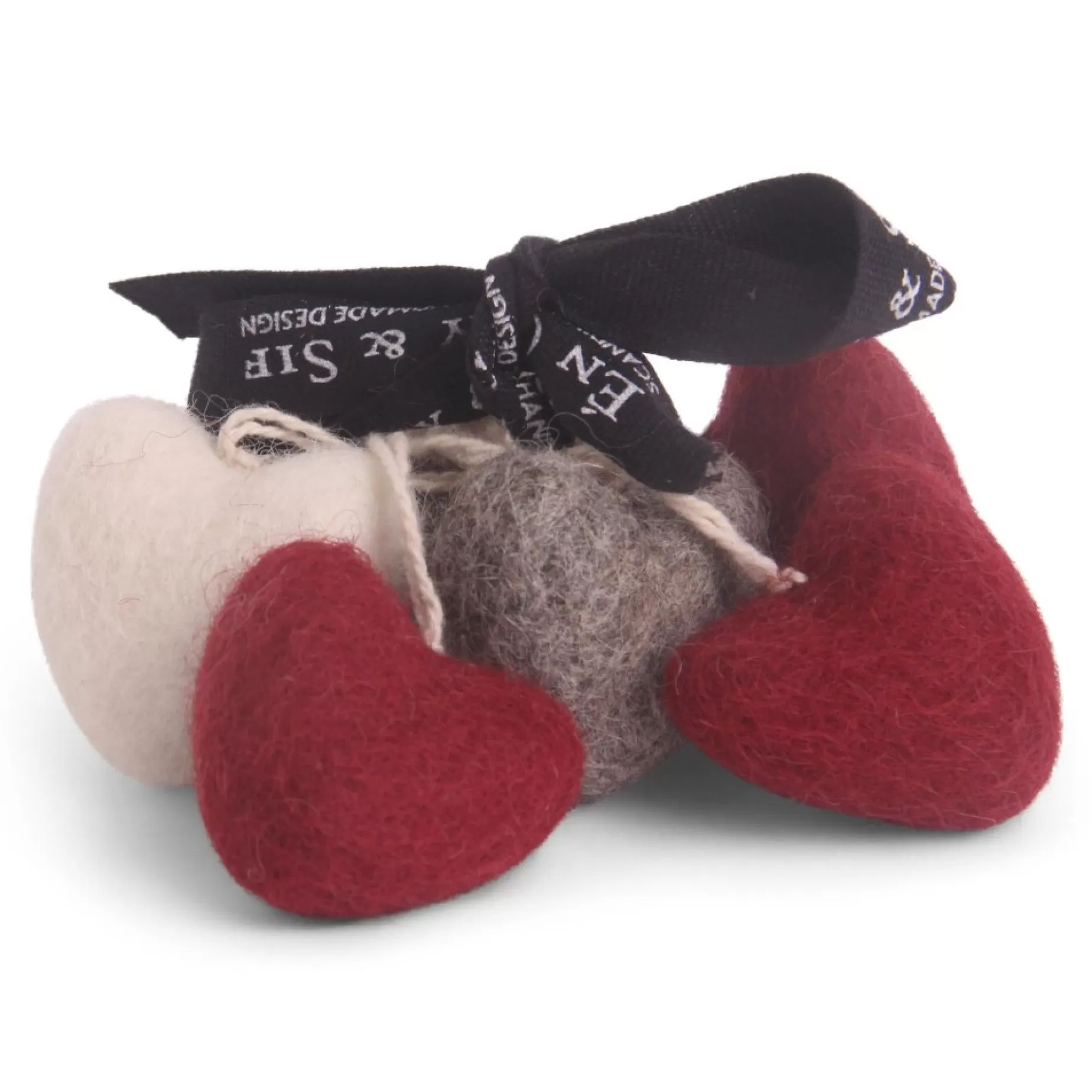 En Gry & Sif Felt Christmas Tree Decoration - Mini Hearts (Set Of 6) | All Tree Decorations
