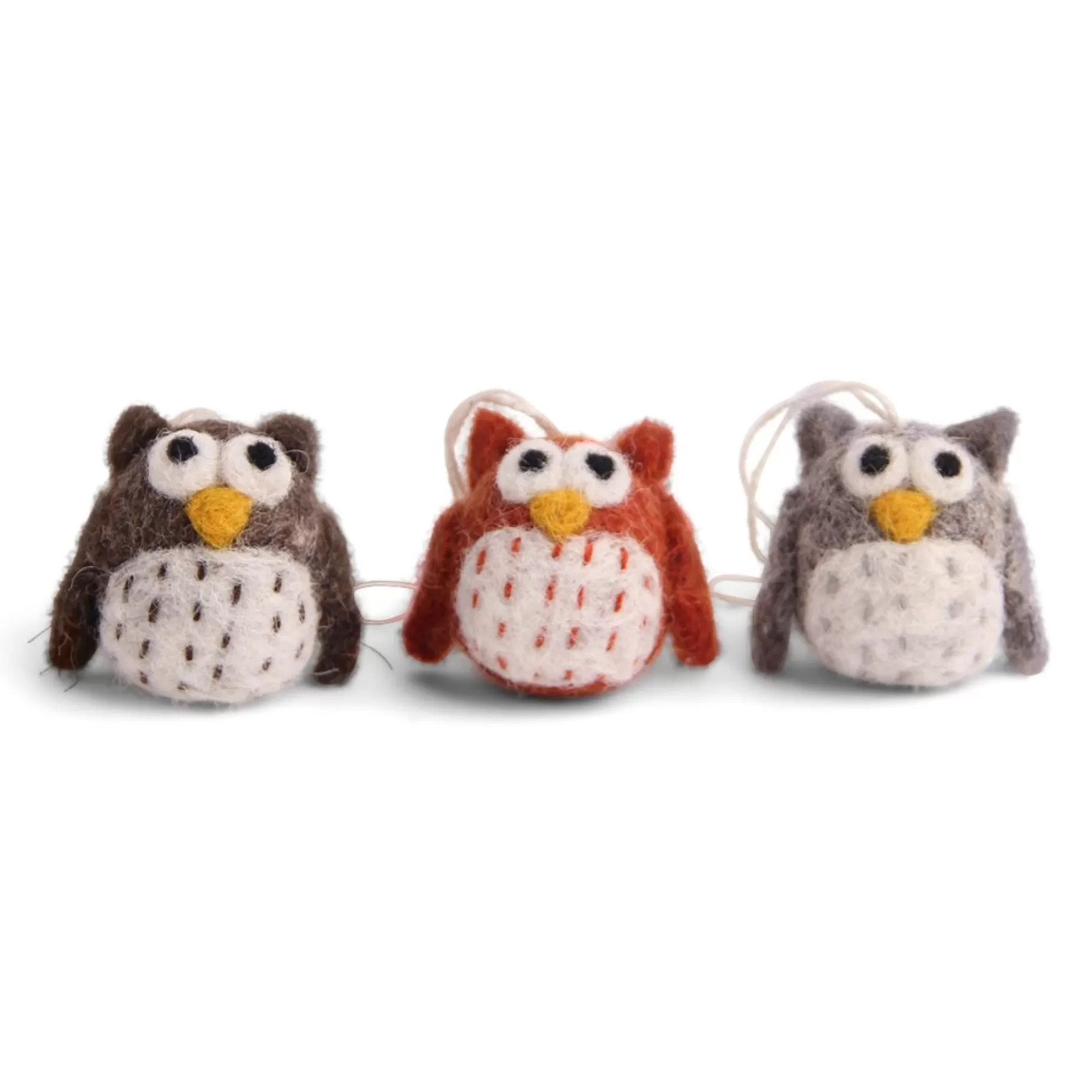 En Gry & Sif Felt Christmas Tree Decoration - Mini Owls (Set Of 3) - Classic | All Tree Decorations