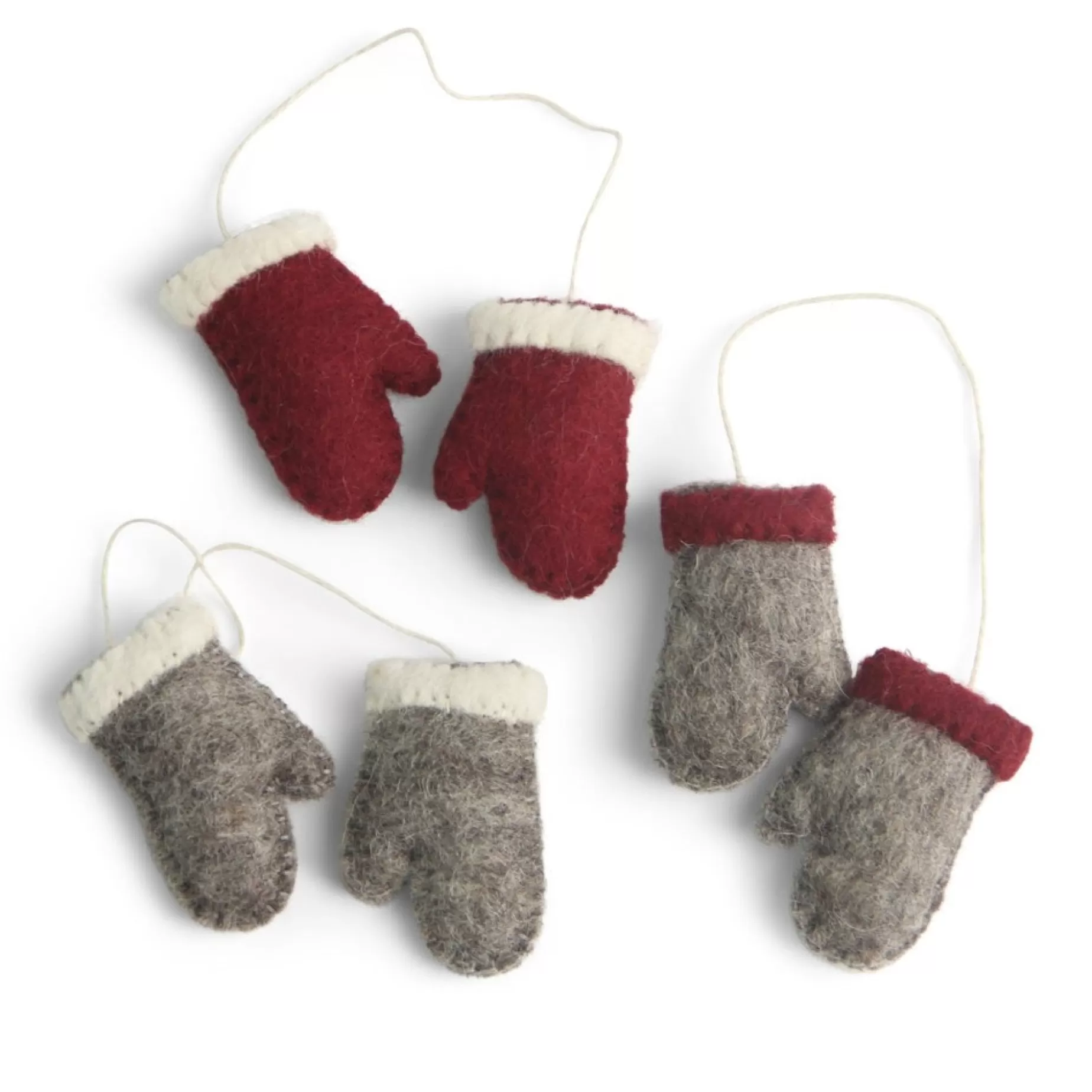 En Gry & Sif Felt Christmas Tree Decoration - Mittens (Set Of 3) | All Tree Decorations