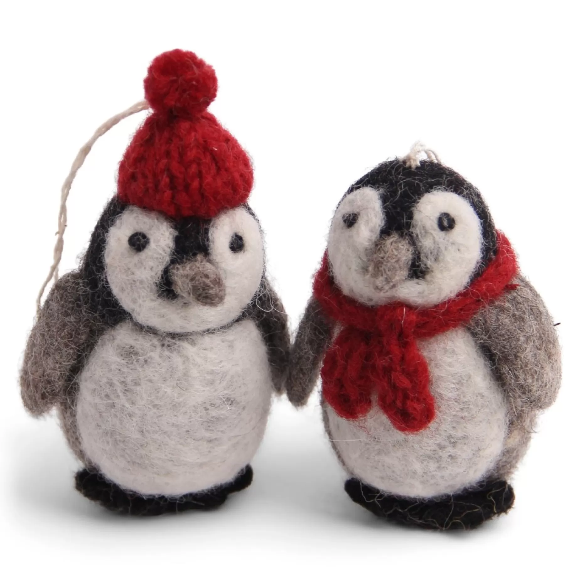 En Gry & Sif Felt Christmas Tree Decoration - Penguin Pair With Beanie And Scarf | All Tree Decorations