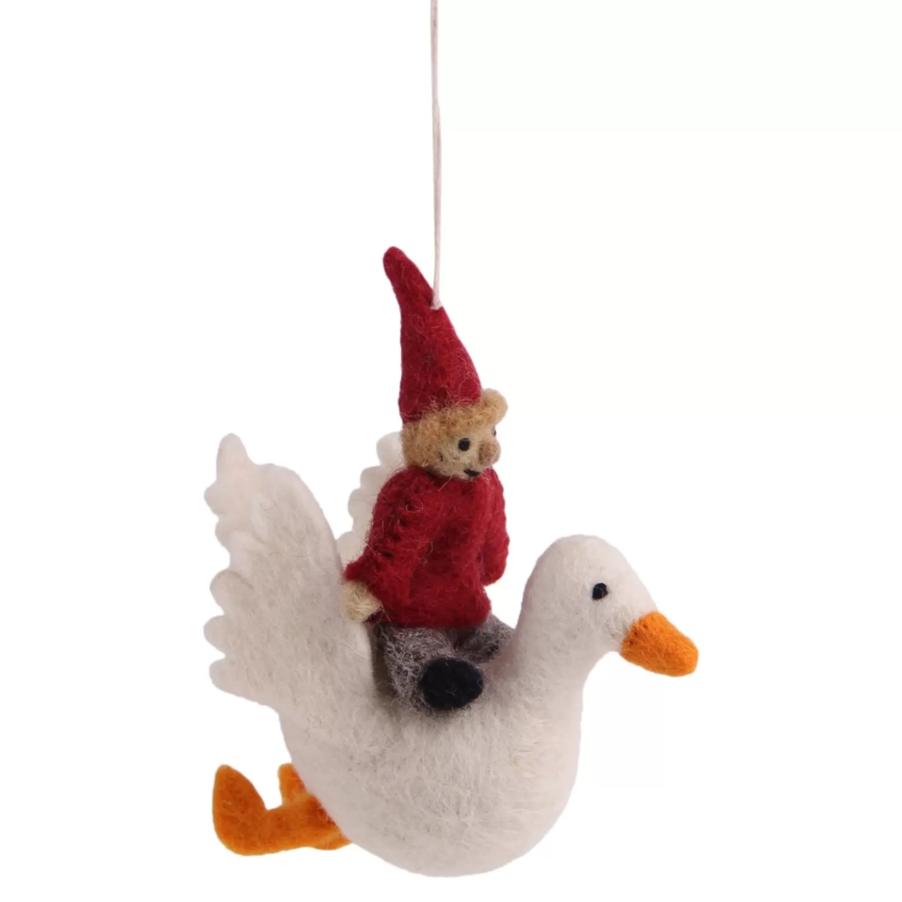 En Gry & Sif Felt Christmas Tree Decoration - Pixie Riding A Swan | All Tree Decorations