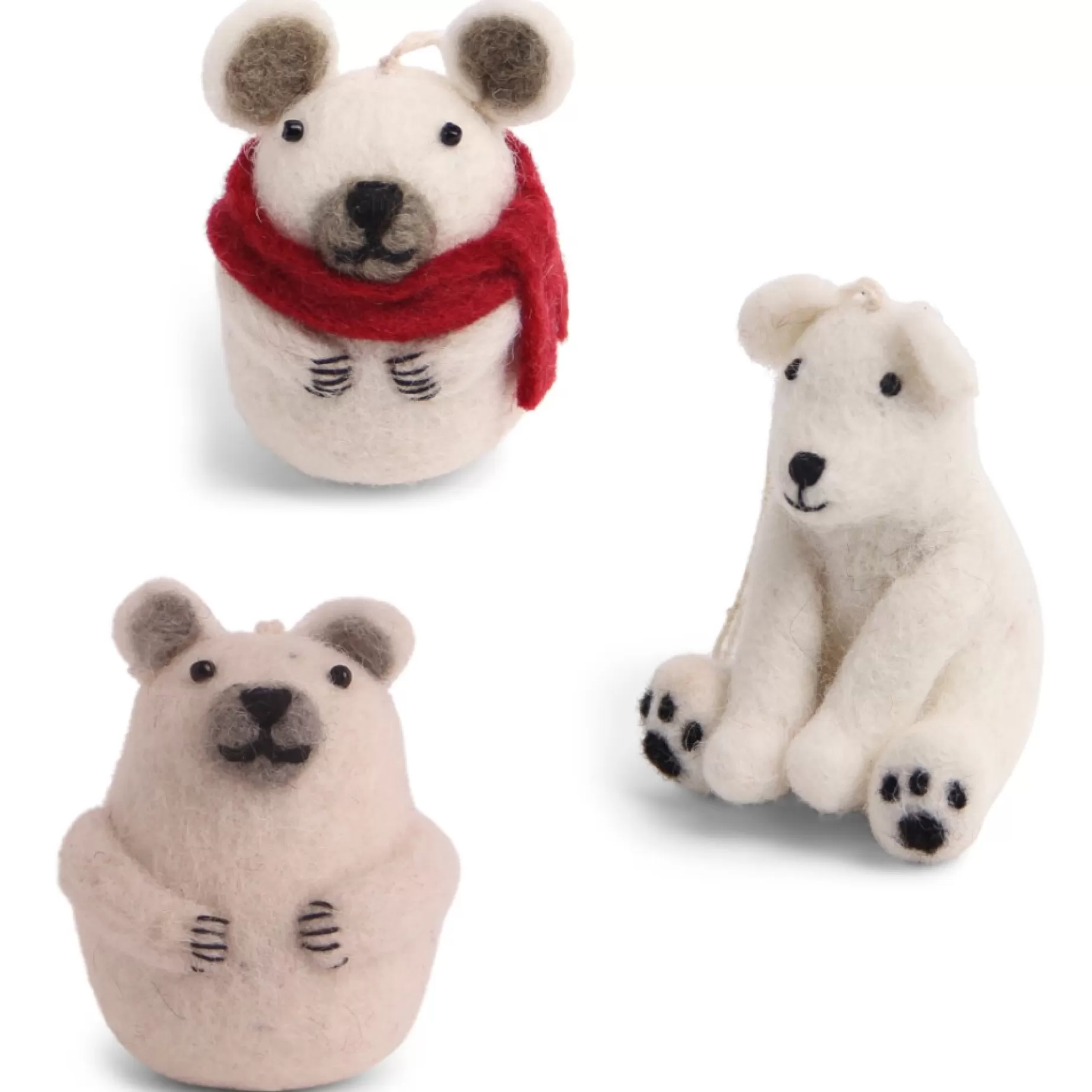 En Gry & Sif Felt Christmas Tree Decoration - Polar Bear Trio | All Tree Decorations