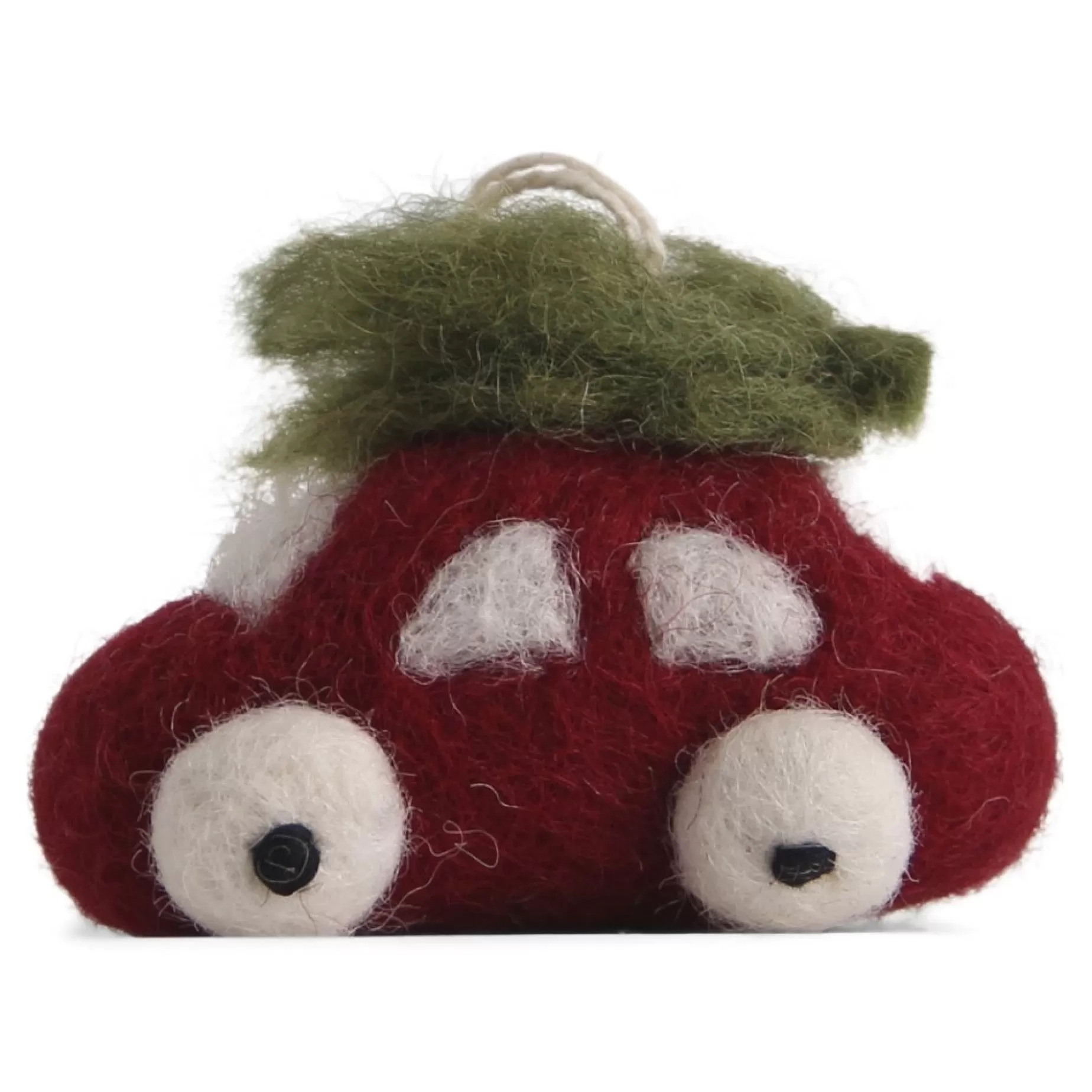 En Gry & Sif Felt Christmas Tree Decoration - Red Car With Tree | All Tree Decorations