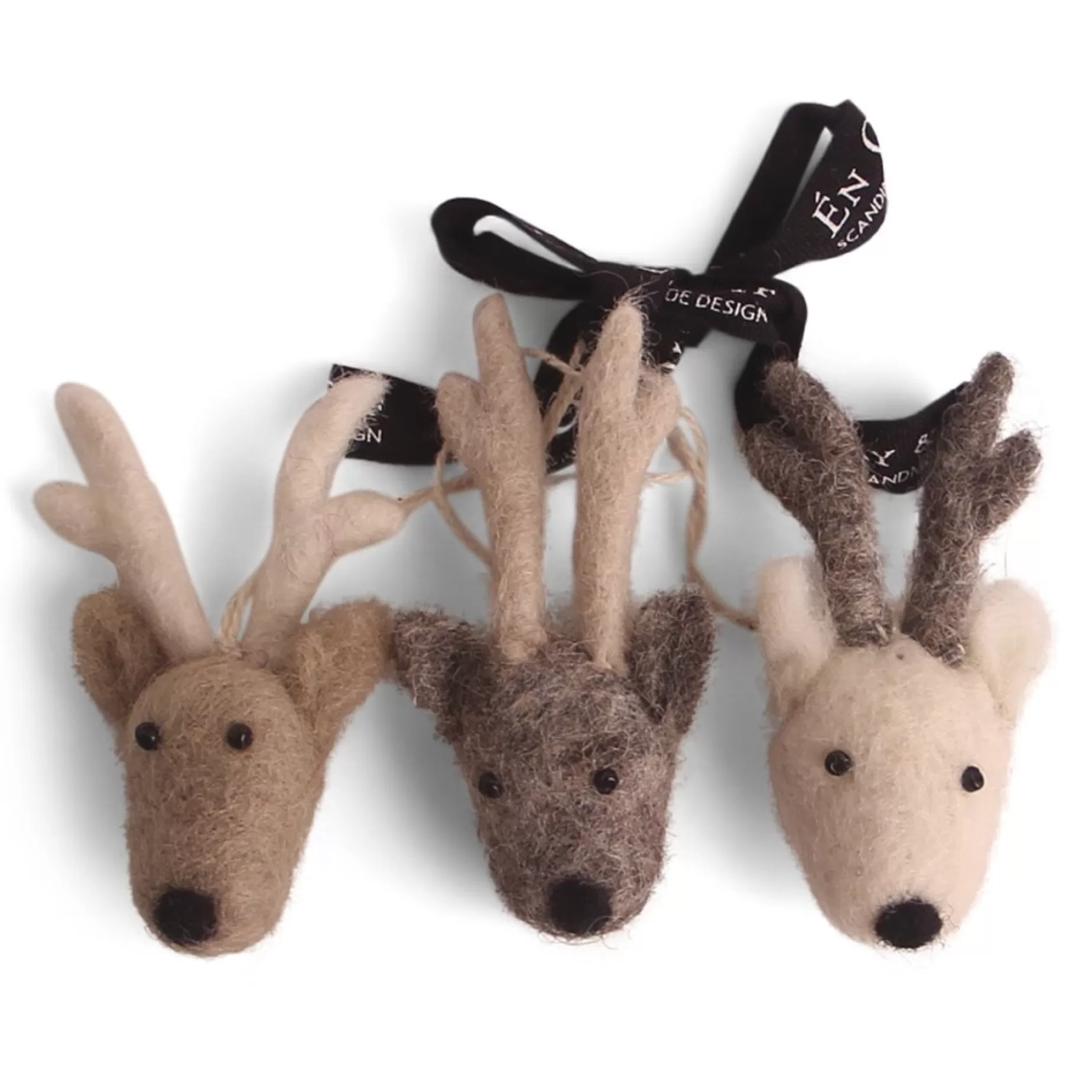 En Gry & Sif Felt Christmas Tree Decoration - Reindeer Faces (Set Of 3) | All Tree Decorations
