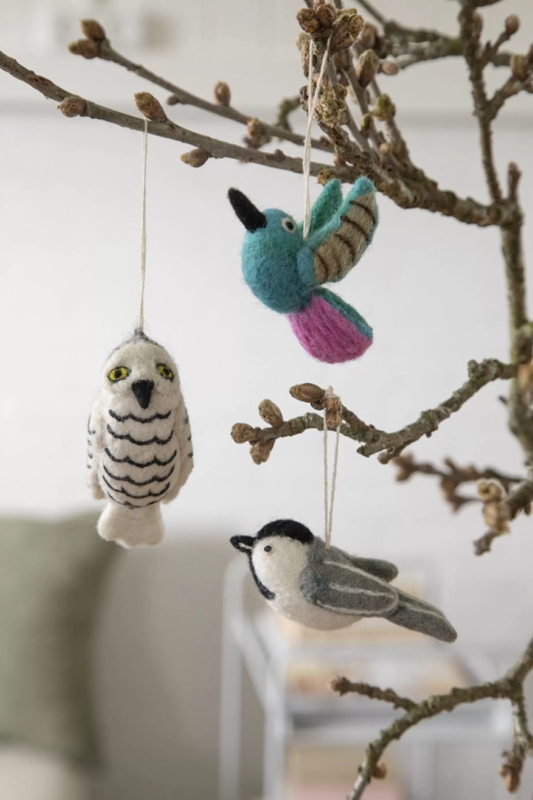 En Gry & Sif Felt Christmas Tree Decoration - Snow Owl | All Tree Decorations