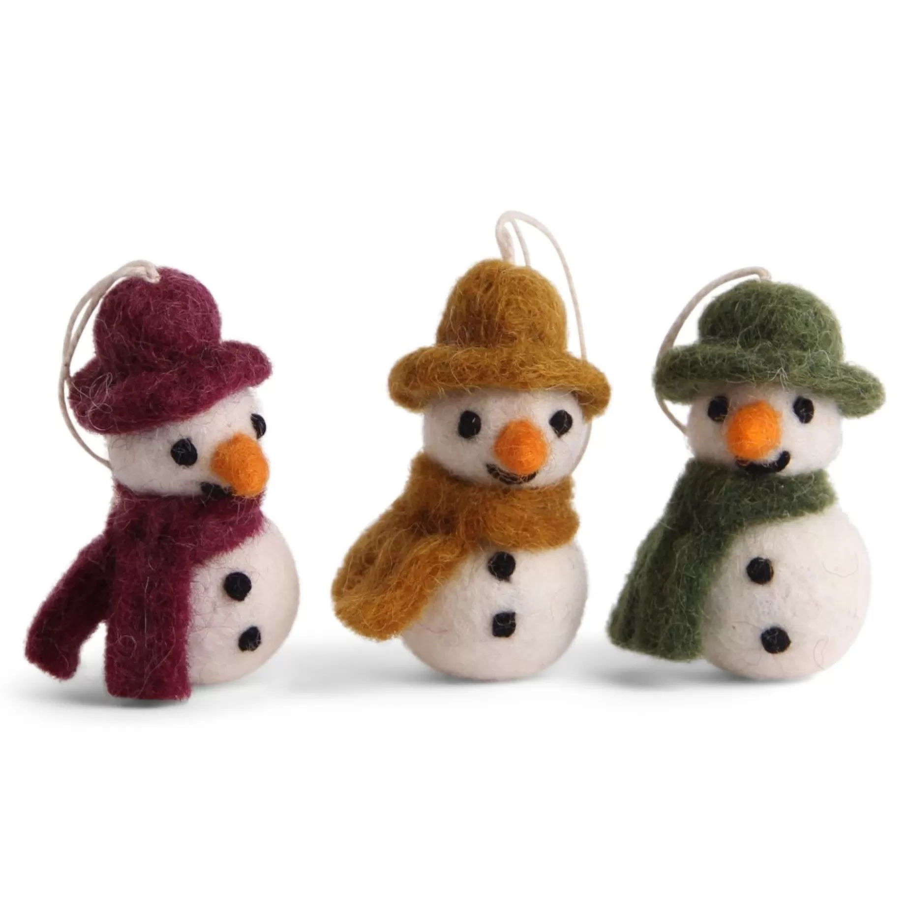 En Gry & Sif Felt Christmas Tree Decoration - Snowman Miniatures (Set Of 3) | All Tree Decorations