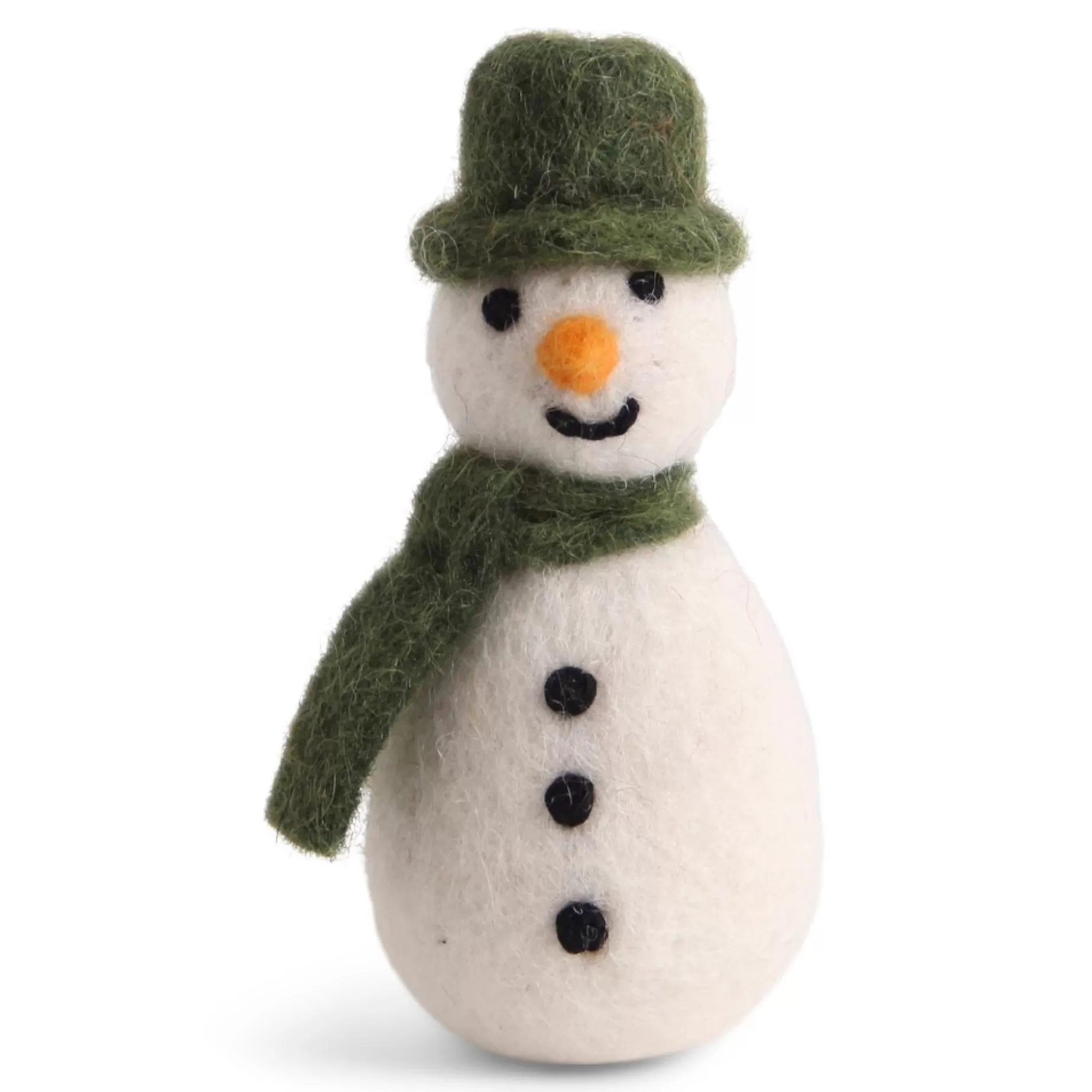 En Gry & Sif Felt Christmas Tree Decoration - Snowman With Green Hat And Scarf | All Tree Decorations
