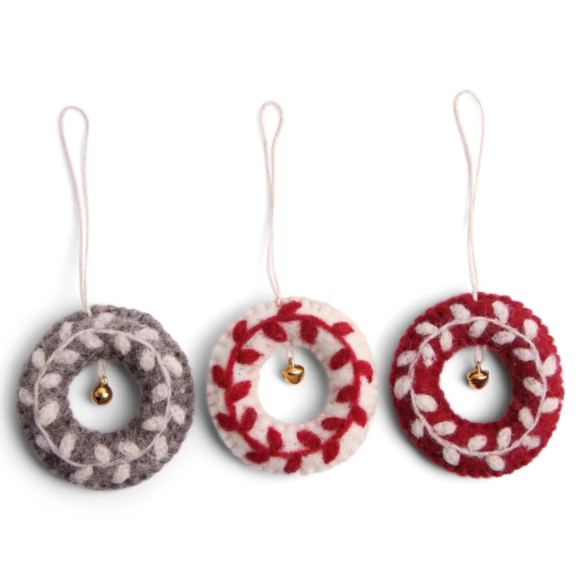 En Gry & Sif Felt Christmas Tree Decoration - Wreaths (Set Of 3) | All Tree Decorations