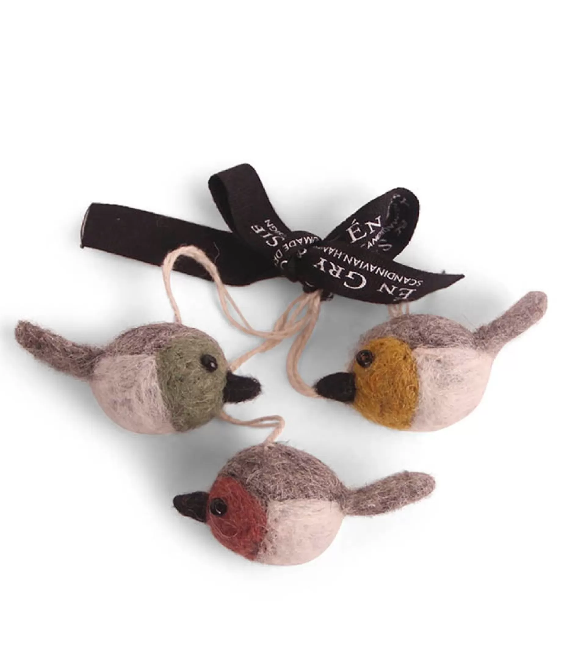 En Gry & Sif Felt Hanging Decoration - Colourful Finches (Mini Set Of 3) - Hanging Decorations | All Tree Decorations