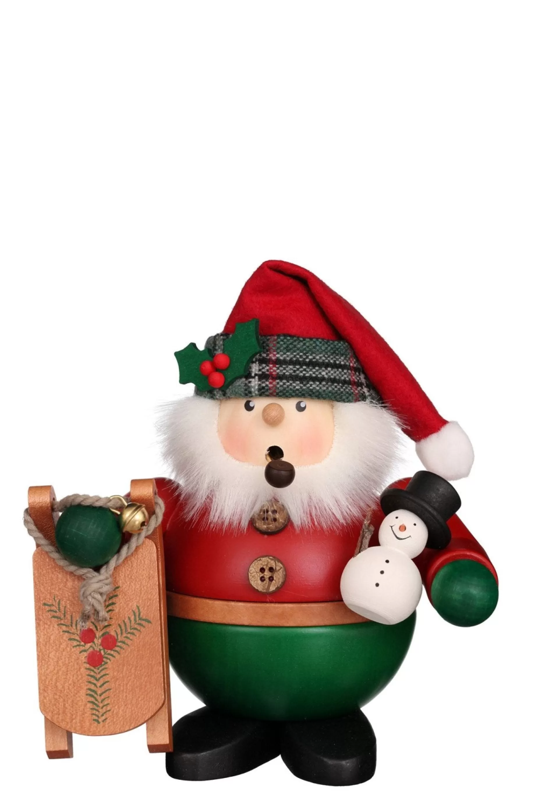 Christian Ulbricht Incense Burner - Premium - Santa In Tartan With Snowman | Traditional Incense Burners