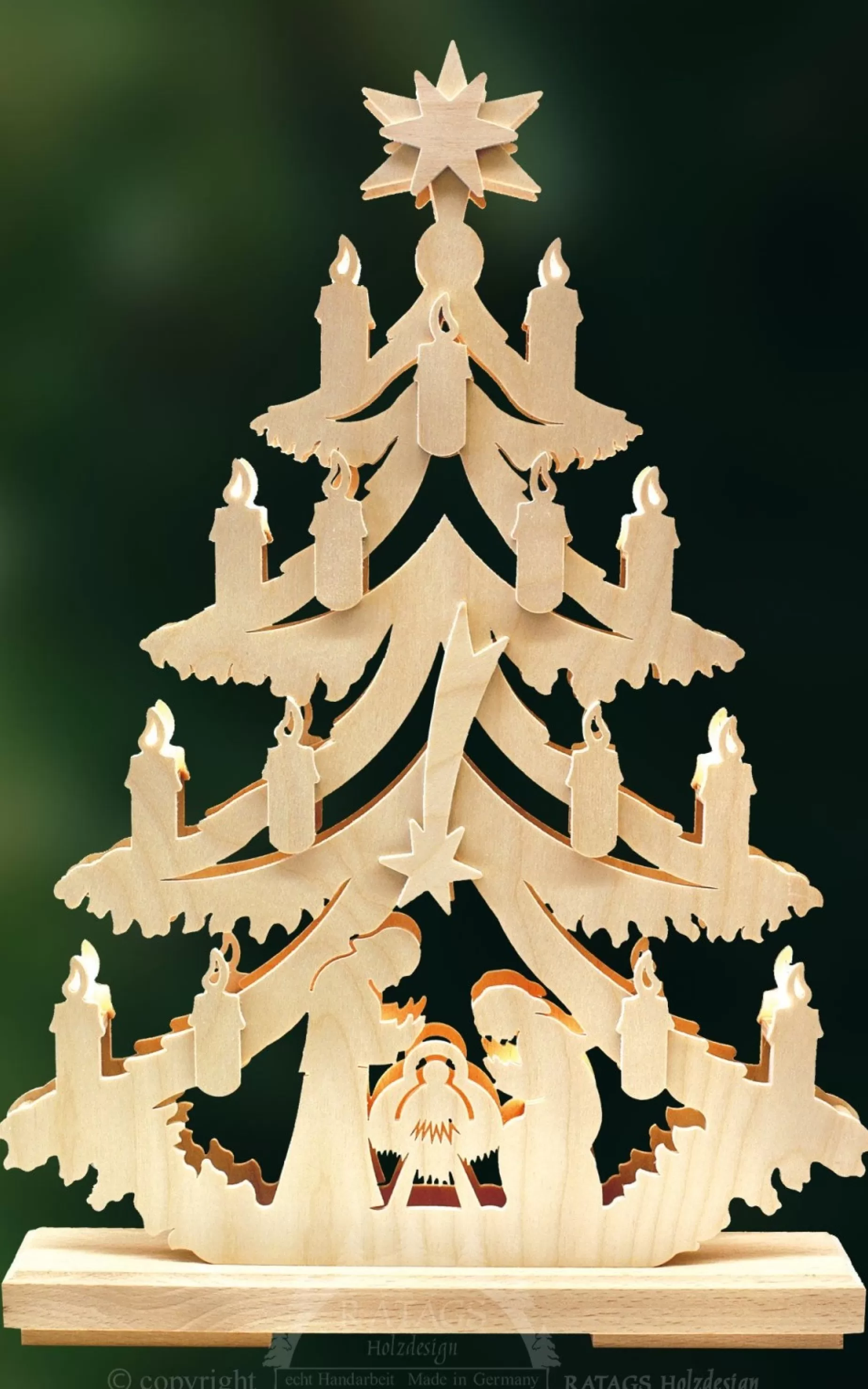 Ratags Lighted Arch (Schwibbogen) - Tree - Nativity And Shooting Star | Led Lighted Arches
