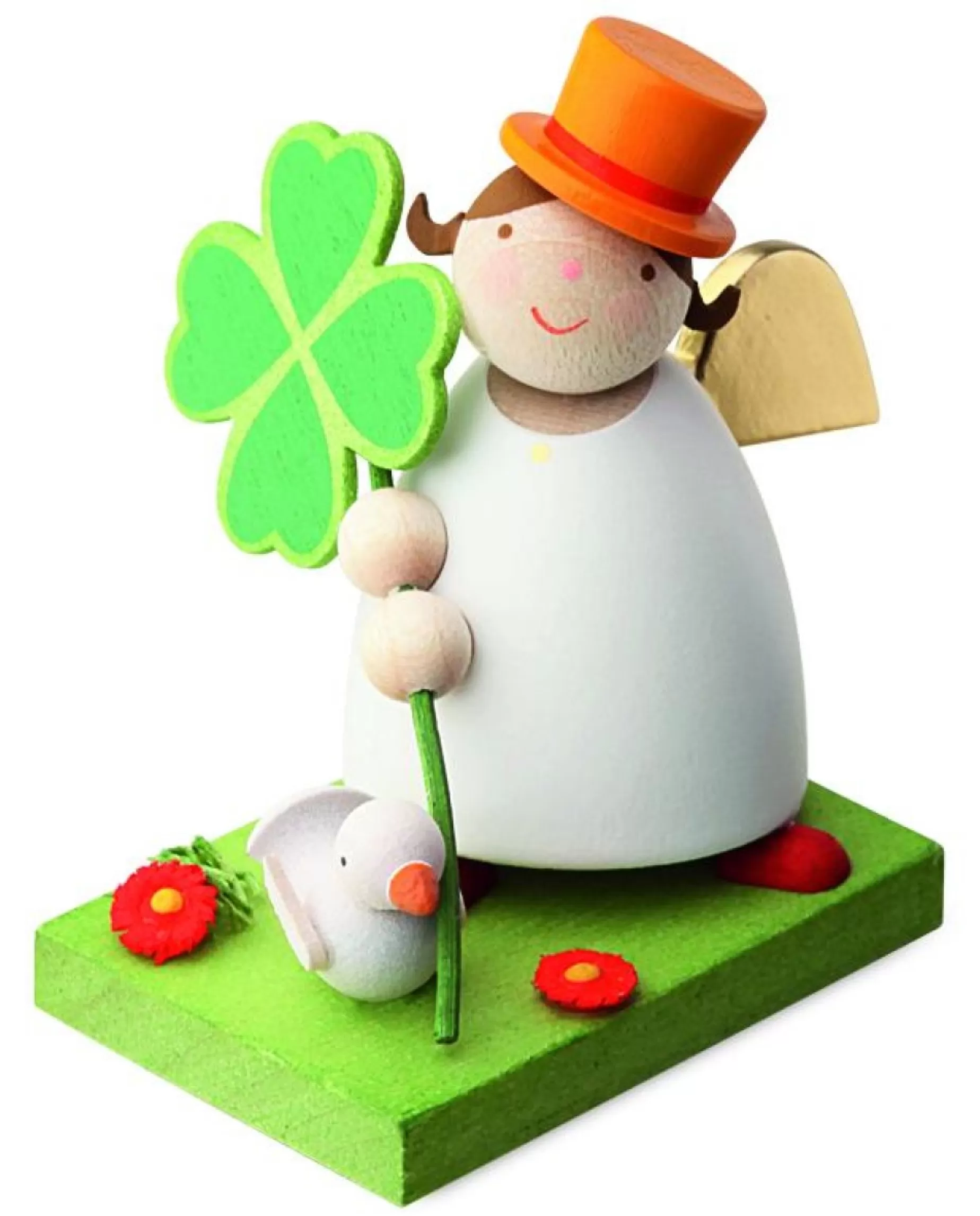 Gunter Reichel Little Angel Figurine - Guardian Angel With Lucky Clover And Dove | Guardian Angels