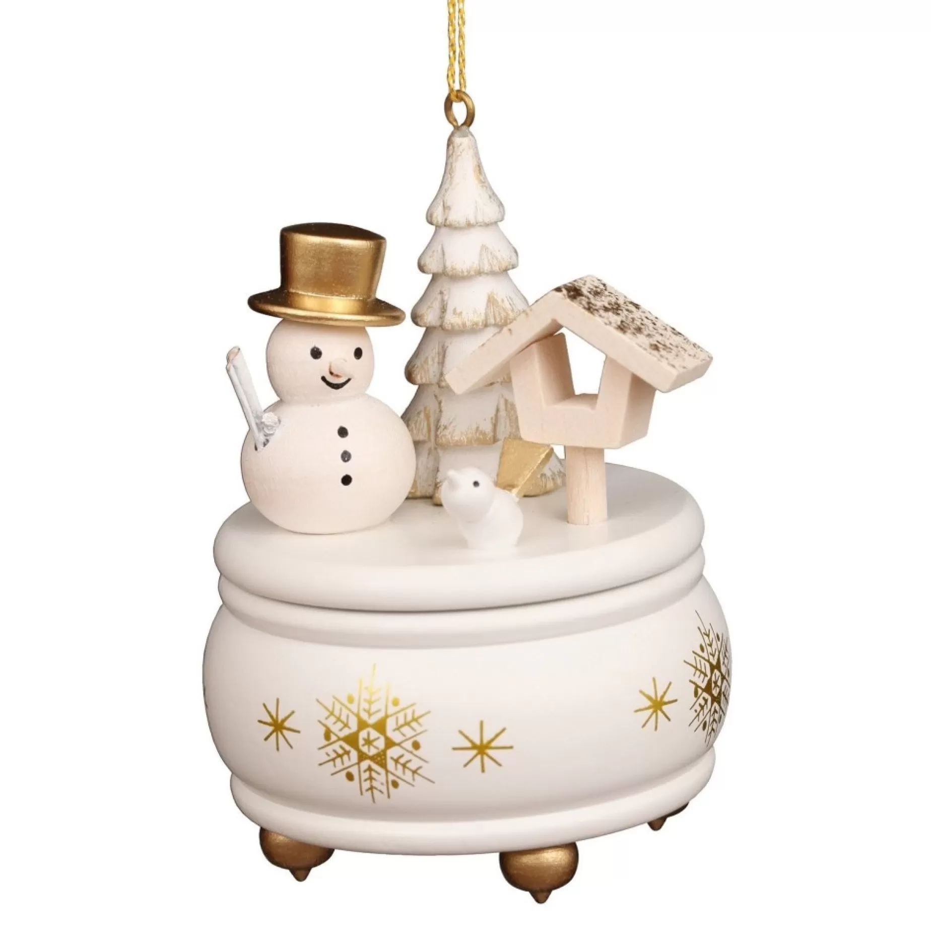Christian Ulbricht Music Box - White And Gold Snowman - Christmas Tree Decoration | All Tree Decorations