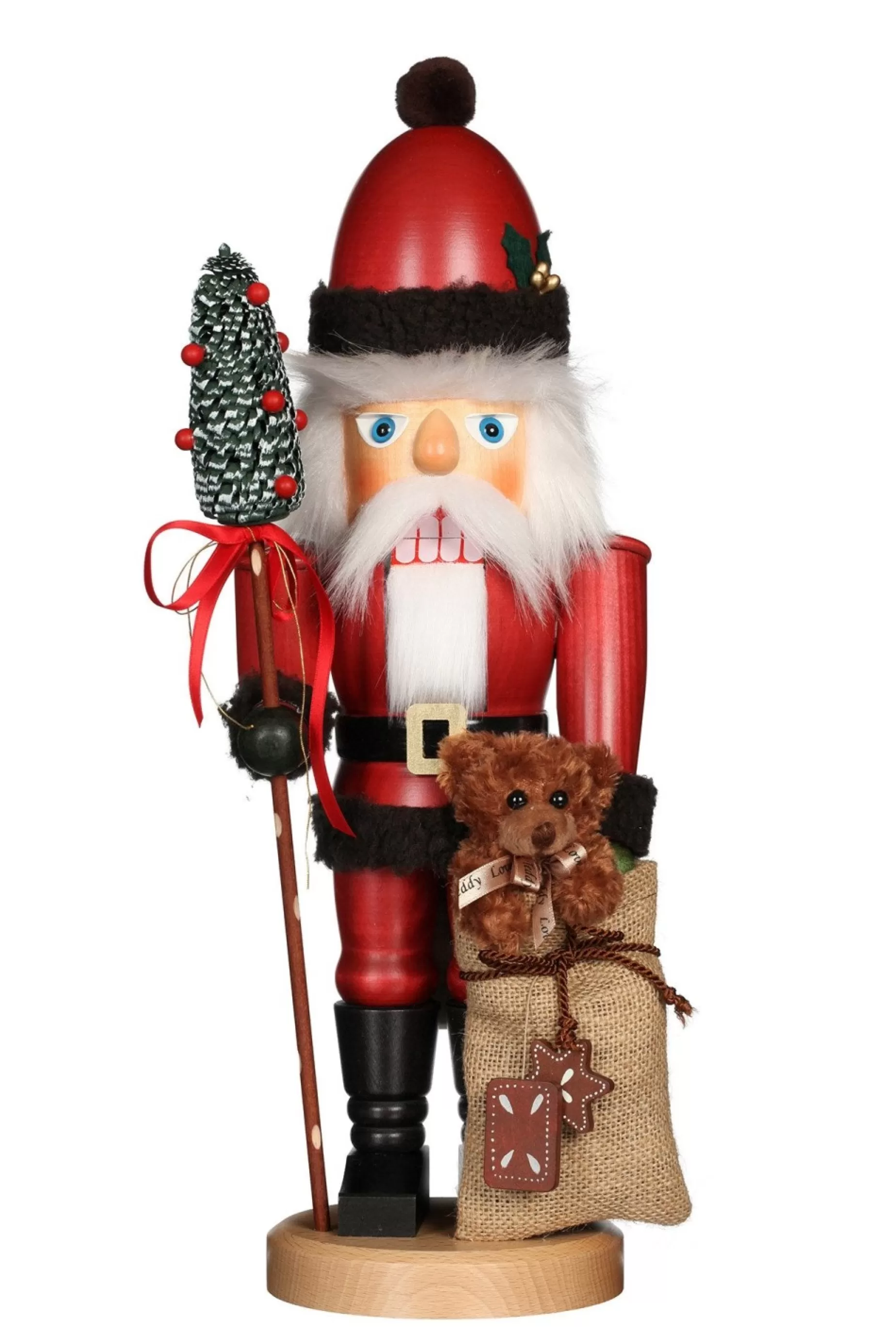 Christian Ulbricht Nutcracker (Classic) - Santa Dressed In Red With Teddy | All Nutcrackers