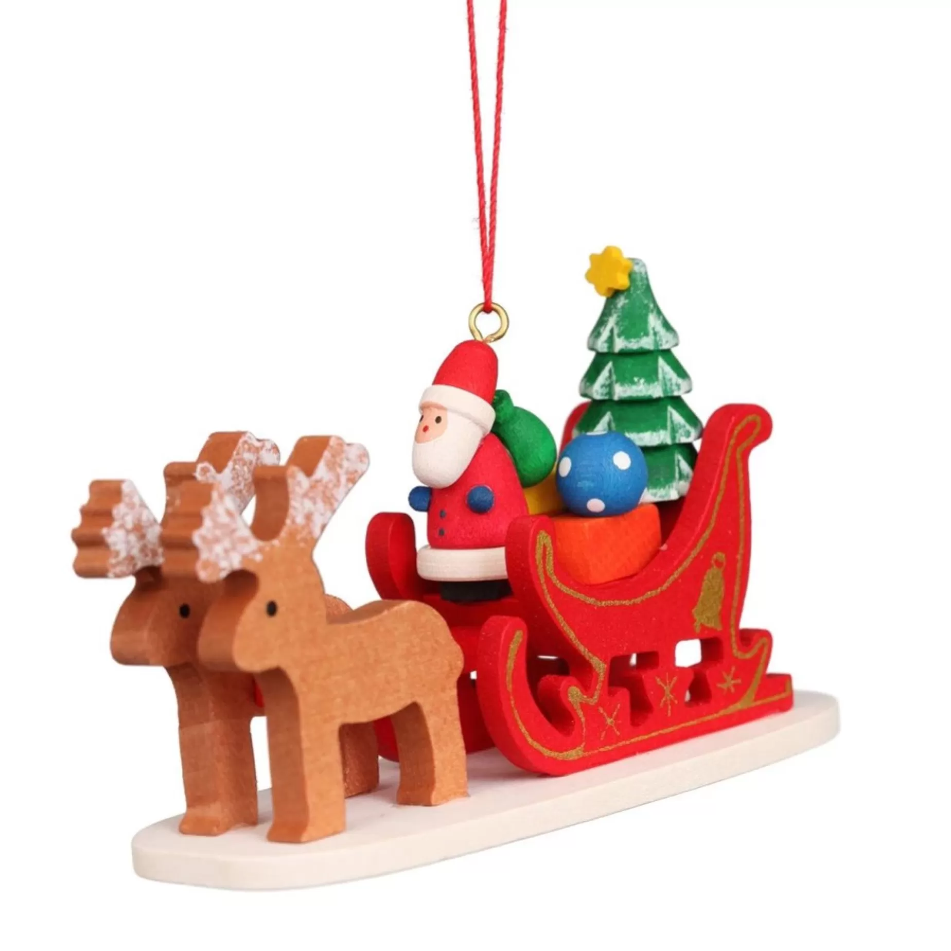 Christian Ulbricht Reindeer Sleigh With Santa - Christmas Tree Decoration | All Tree Decorations