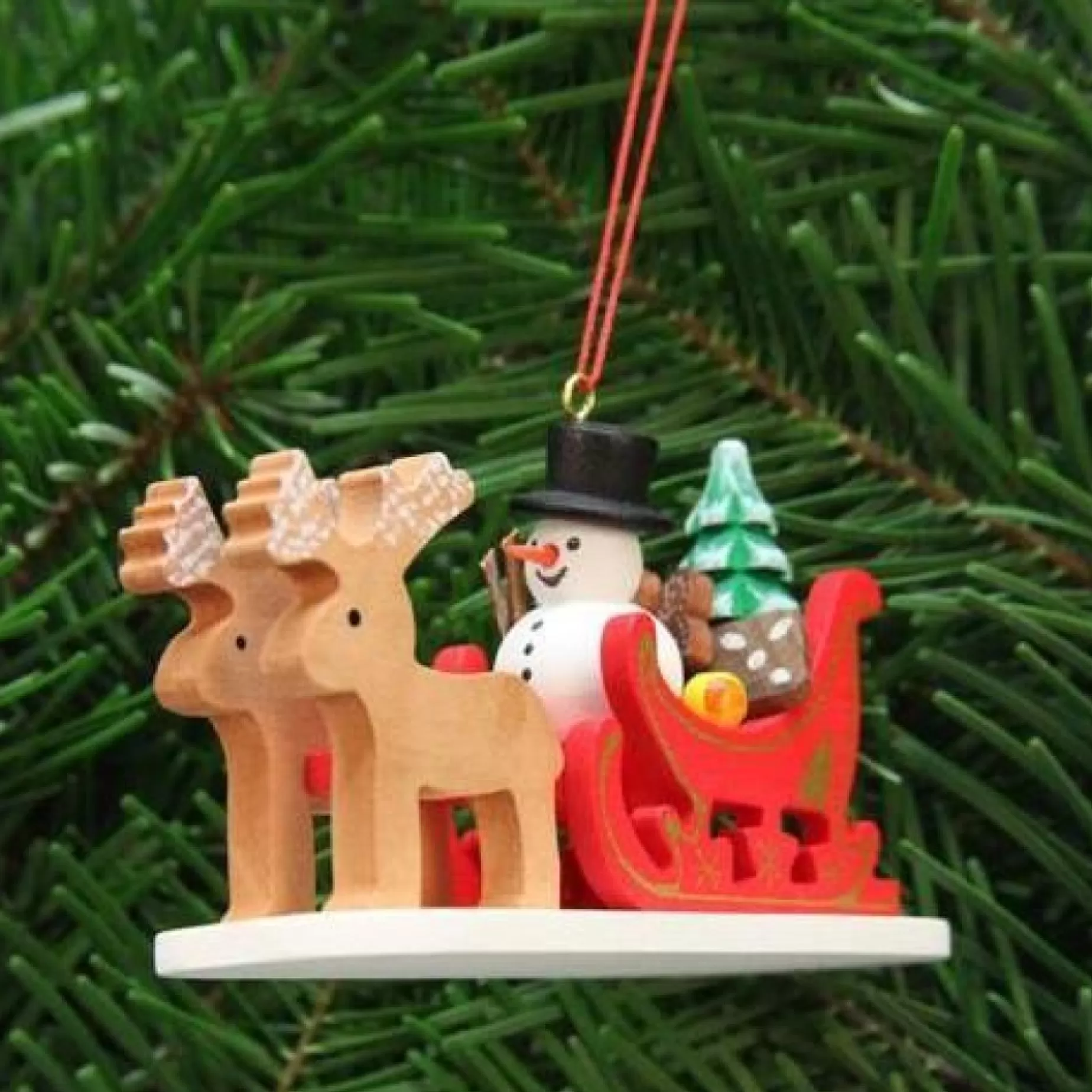 Christian Ulbricht Reindeer Sleigh With Snowman - Christmas Tree Decoration | All Tree Decorations